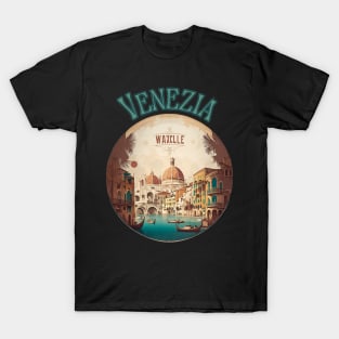 Venice Italy Streetscape Art - Retro Vintage Travel T-Shirt